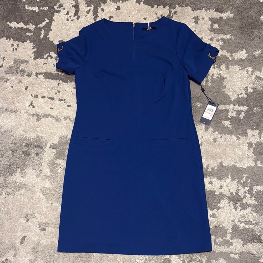 Tommy Hilfiger Blue Puff Sleeve Sheath Dress